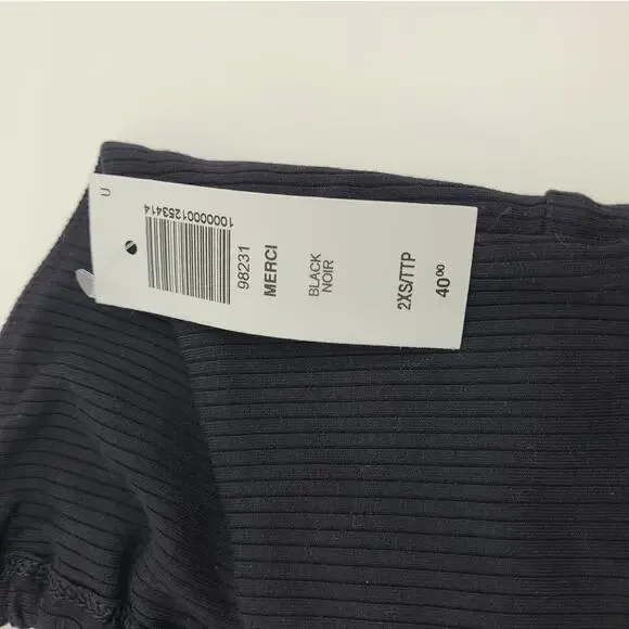 Wilfred Merci Tank Top Black Halter Cropped Ribbed 2XS Max Stretch NWT - Picture 5 of 8